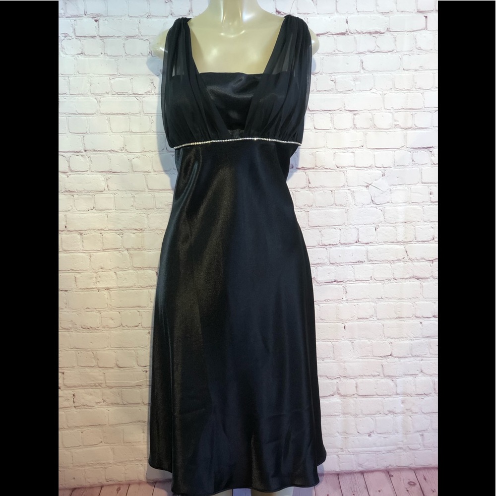 Black satinesque dress with rhinestones